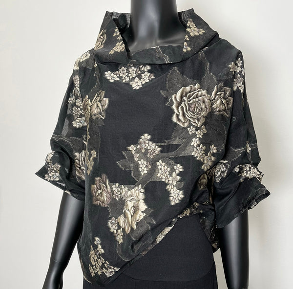 floral organza top ladies top feature sleeve ladies apparel stylish clothing handmade in melbourne classy elegant clothing timeless pieces timeless clothing classic style unique clothing unique style ageless style luxe fabrics statement clothing statement style evening style clothing womens clothing made in australia eloise the label