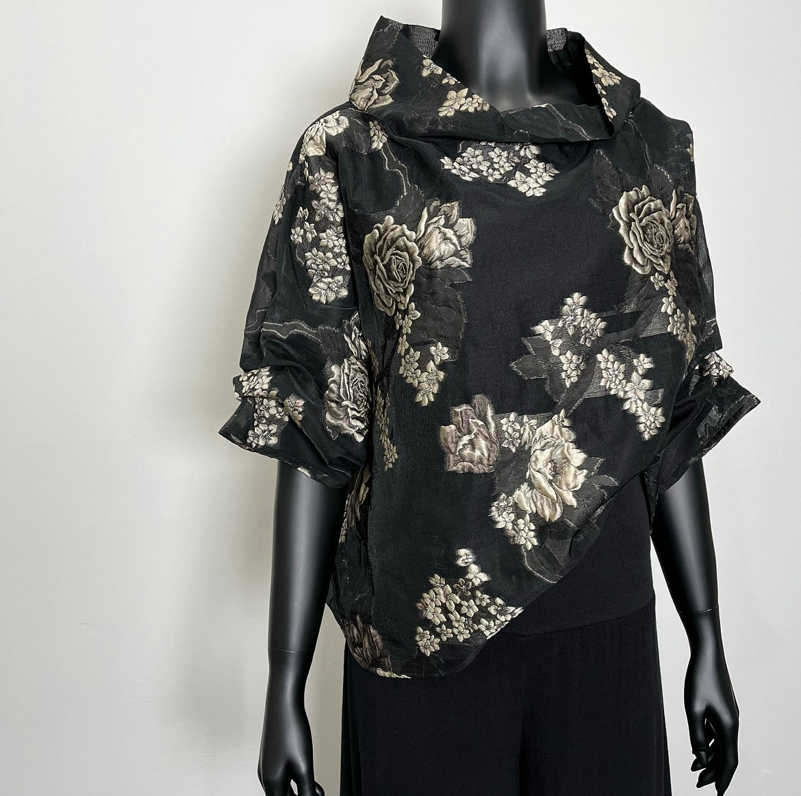 floral organza top ladies top feature sleeve ladies apparel stylish clothing handmade in melbourne classy elegant clothing timeless pieces timeless clothing classic style unique clothing unique style ageless style luxe fabrics statement clothing statement style evening style clothing womens clothing made in australia eloise the label