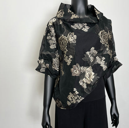floral organza top ladies top feature sleeve ladies apparel stylish clothing handmade in melbourne classy elegant clothing timeless pieces timeless clothing classic style unique clothing unique style ageless style luxe fabrics statement clothing statement style evening style clothing womens clothing made in australia eloise the label